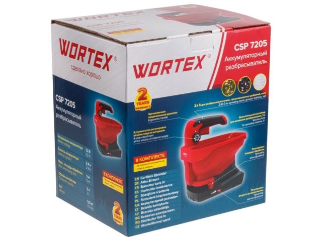 Аккум. разбрасыватель WORTEX CSP 7205 в кор. Встр. акб 7,2 В, 2 А/ч, конт. 3 л., шир. 5 м.