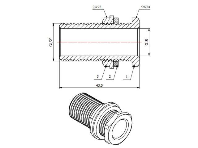 Врезка 1/2" нар., AV Engineering