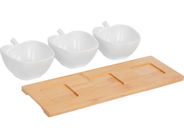 Менажница трехсекционная на бамбуковой подставке, BAMBOO, PERFECTO LINEA