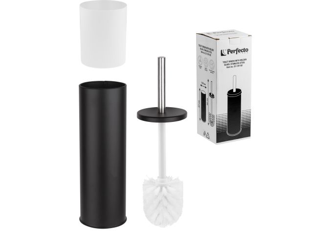 Ершик с подставкой, черный, нержавеющая сталь, PERFECTO LINEA