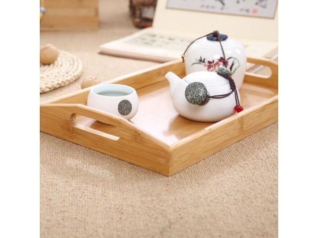 Поднос бамбуковый с ручками, прямоугольный, 46х31 см, BAMBOO, PERFECTO LINEA
