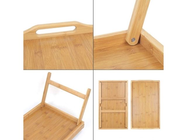 Поднос-столик бамбуковый с ручками, прямоугольный, 50,5х30 см, BAMBOO, PERFECTO LINEA