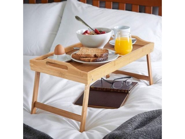 Поднос-столик бамбуковый с ручками, прямоугольный, 50,5х30 см, BAMBOO, PERFECTO LINEA
