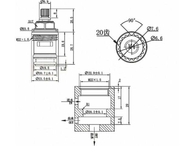 Кран-букса керамическая, тип H, AV Engineering