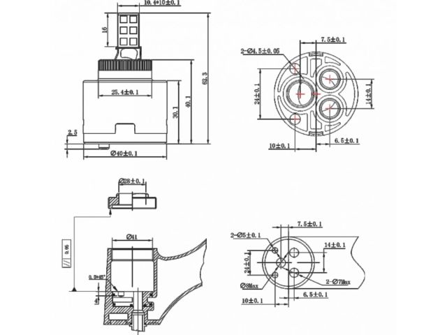 Картридж D40 для смесителя, тип A-S, AV Engineering
