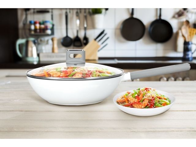Сковорода литая WOK ф 30х9.5 см, алюм, антиприг. покр, для индукц. плит, серия Teide, PERFECTO LINEA
