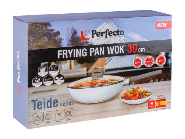 Сковорода литая WOK ф 30х9.5 см, алюм, антиприг. покр, для индукц. плит, серия Teide, PERFECTO LINEA