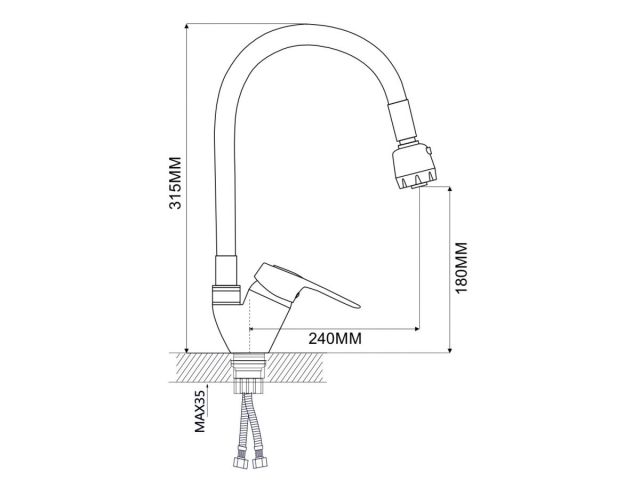 Смеситель для кухни D40-A, серия 240, ECONOCE
