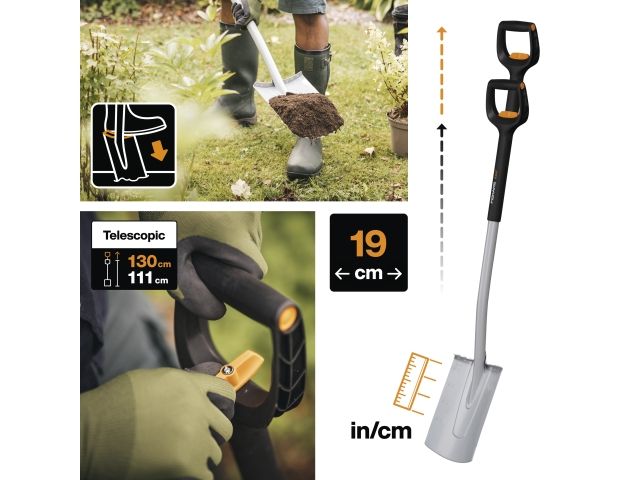 Лопата штыковая телескопическая прямая Xact FISKARS
