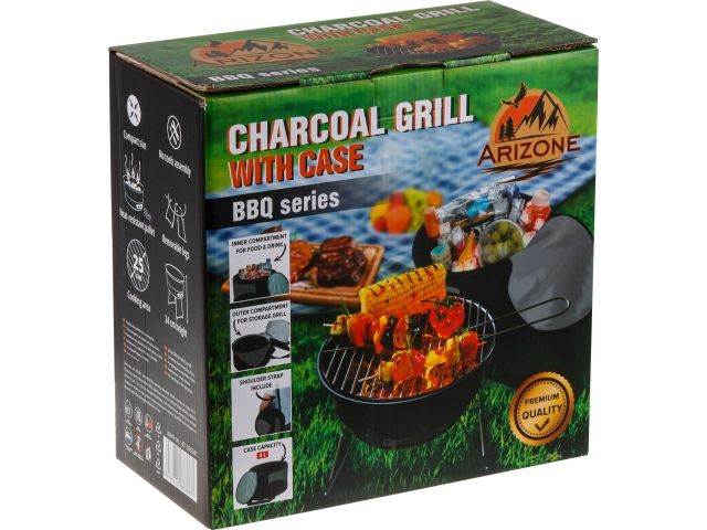 Гриль угольный в чехле, 26.5x24 см, BBQ, ARIZONE