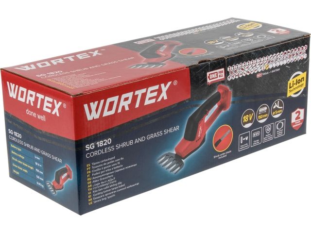 Аккум. ножницы садовые WORTEX SG 1820 в кор. + насадка-кусторез ALL1 SOLO