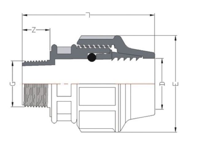 Ниппель ПЭ 20 х 1" нар., AV Engineering