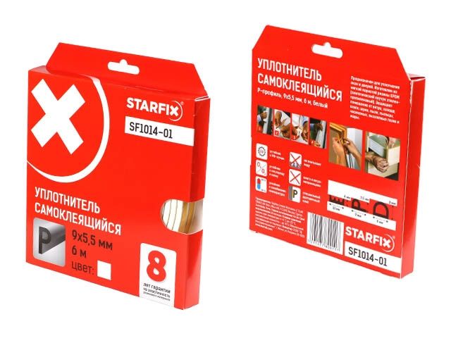 Уплотнитель "P" белый 9х5,5мм 6м STARFIX (SF1014-01)
