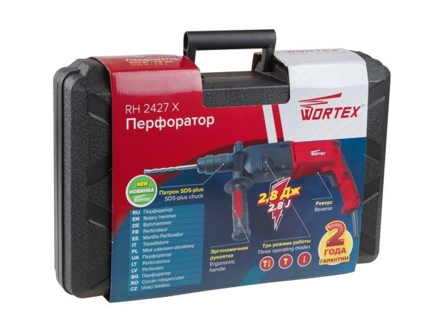 Перфоратор WORTEX RH 2427 X в чем. + (2 зубила, 3 сверла)