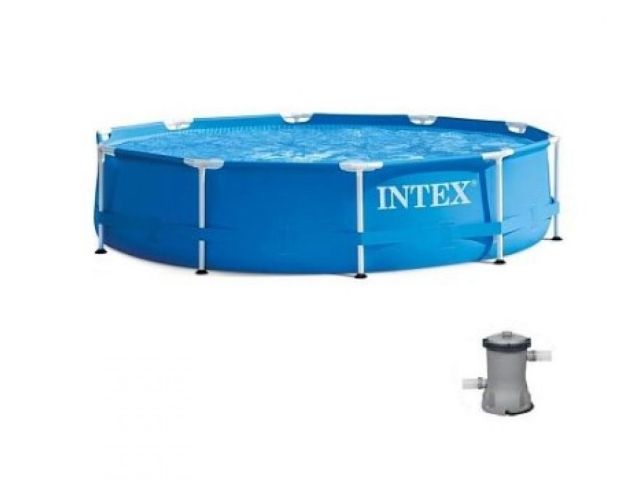 Каркасный бассейн Metal Frame, круглый, 305х76 см + фильтр-насос 220 В, INTEX