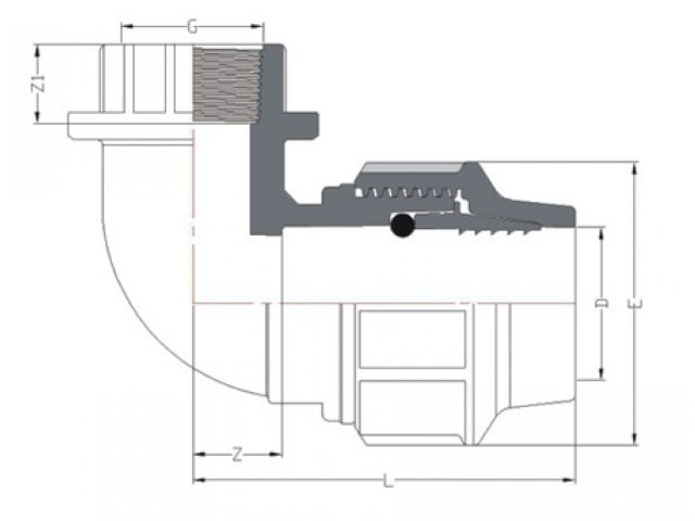Колено ПЭ 32 х 1" вн., AV Engineering