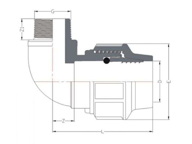 Колено ПЭ 25 х 1" нар., AV Engineering