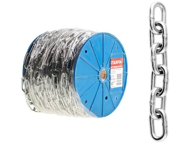 Цепь сварная короткозвенная, оцинк. М8 DIN 766 (бухта 20 м) STARFIX