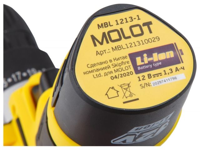 Аккум. дрель-шуруповерт MOLOT MBD 1213-1 Li в кор.