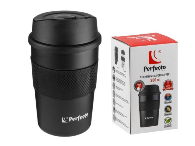 Термокружка для кофе, 380 мл, нержавеющая сталь, black, PERFECTO LINEA