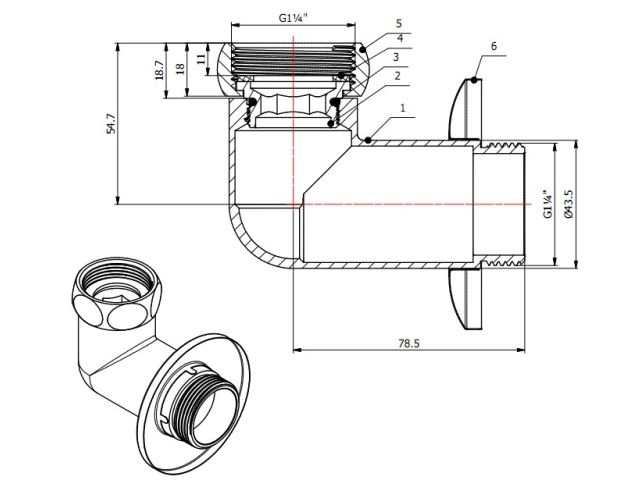 Американка угловая 1 1/4" вн.-нар. ХРОМ, AV Engineering (2 шт. в уп.)