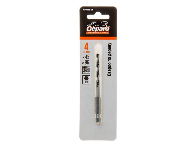 Сверло по дереву 4х45х96 шестигр. GEPARD