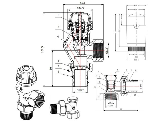 Комплект кранов осевой 1/2" для радиатора Белый, AV Engineering (инд. упак.)