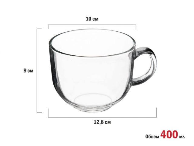 Кружка-бульонница стеклянная, 400 мл, Clear, PERFECTO LINEA