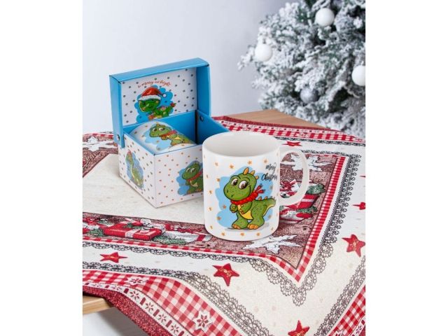 Кружка керамическая, в кор., 360 мл., CHRISTMAS DRAGON-2, PERFECTO LINEA