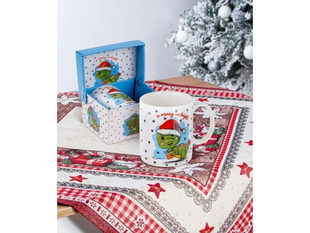Кружка керамическая, в кор., 360 мл., CHRISTMAS DRAGON-3, PERFECTO LINEA