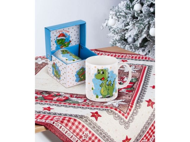 Кружка керамическая, в кор., 360 мл., CHRISTMAS DRAGON-4, PERFECTO LINEA