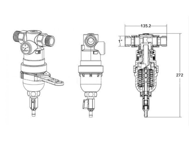 Фильтр самоочищающийся 1" нар., с манометром, AV Engineering (инд. упак.)