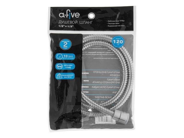 Шланг душевой, SUS/EPDM, 1/2" г-г 120 см, хром, a-five