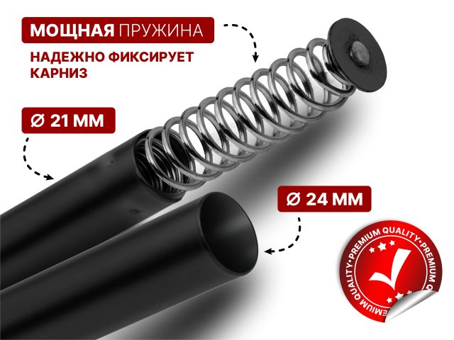 Карниз раздвижной алюминиевый 2,5 м, черный, PERFECTO LINEA