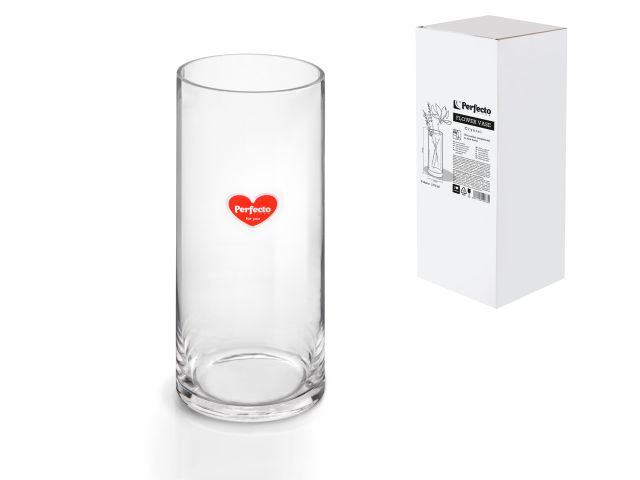 Ваза для цветов, стеклянная, 25х10 см., серия Crystal, PERFECTO LINEA