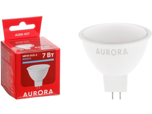 Лампа светодиодная MR16 7Вт 230В GU5.3 6000K AURORA