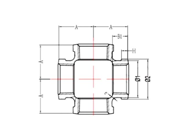 Крестовина 1/2" чугун оцинк., (2 шт. инд. упак.), AV Engineering