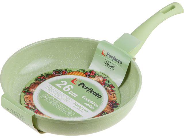 Сковорода ф 26х5.8 см, алюм., антиприг. покр., серия Cook&Fun, зеленая, PERFECTO LINEA