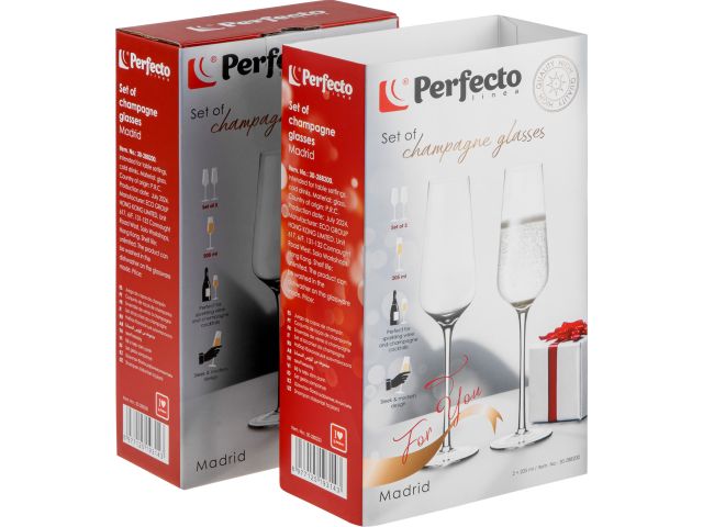 Набор бокалов для шампанского, 2 шт., 205 мл, серия Madrid, PERFECTO LINEA