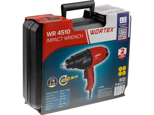 Гайковерт электрический WORTEX WR 4510 в чем. 450 Н*м, 1010 Вт, 3800 уд/мин