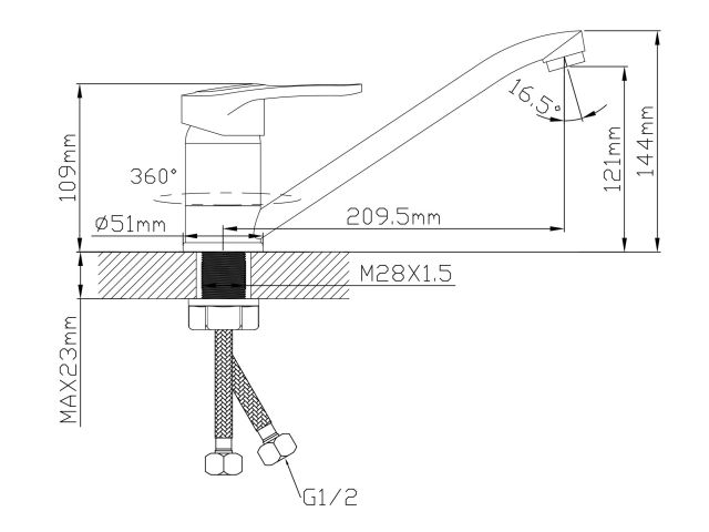 Смеситель для кухни D35, серия 660 ECONOCE