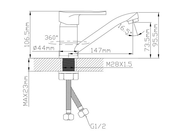 Смеситель для кухни D35, серия 680 ECONOCE