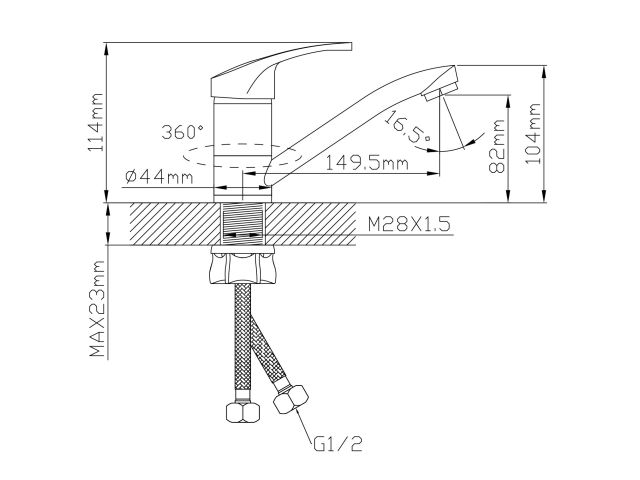 Смеситель для кухни (Lt) D35, серия URS AV Engineering