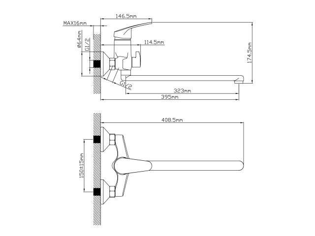 Смеситель для ванны (Lt) D40, серия ROM AV Engineering