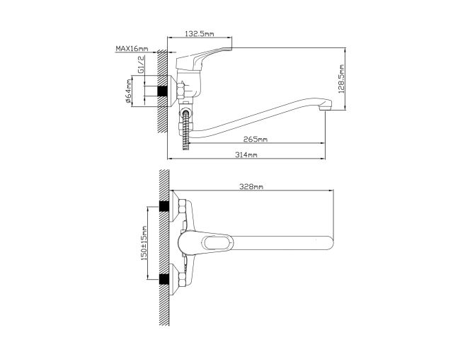 Смеситель для ванны (Lt) D40, серия BAS AV Engineering
