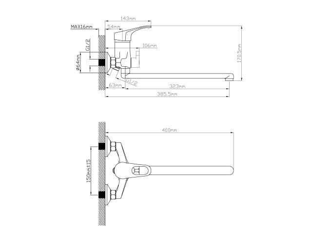 Смеситель для ванны (Lt) D40, серия BAS AV Engineering