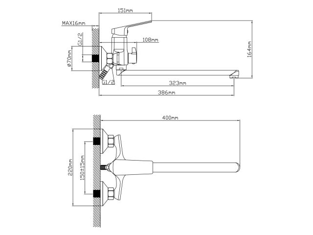 Смеситель для ванны (Lt) D35, серия WIN AV Engineering
