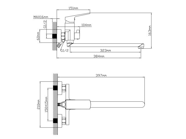 Смеситель для ванны (Lt) D35, серия NEO AV Engineering