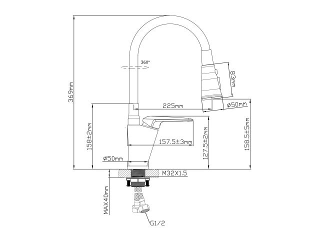 Смеситель для кухни (Lt) D35, серия POS AV Engineering