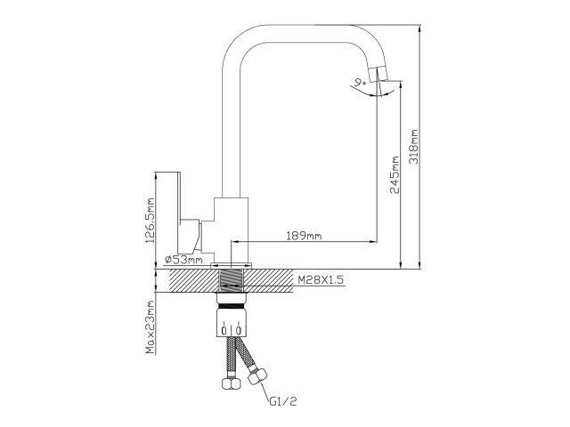 Смеситель для кухни (SUS 304) D35, серия ZAR AV Engineering